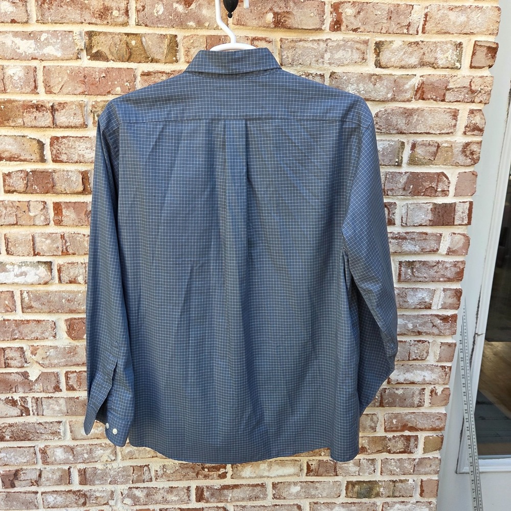 VTG 90's LL Bean Shirt Men XL Blue Grid Check Americana Hong  Kong 100% Cotton - Picture 3 of 8